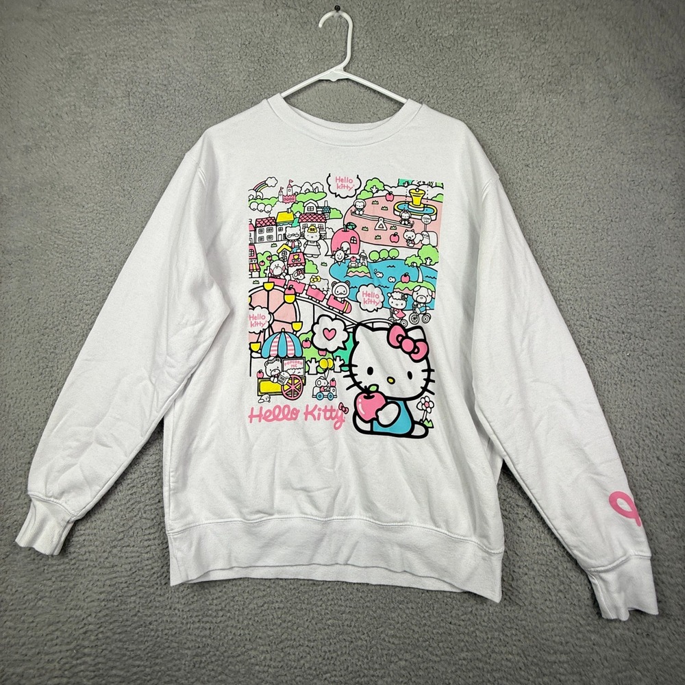 Hello Kitty Sanrio White Graphic Crewneck Sweatshirt Kids Size‎ M